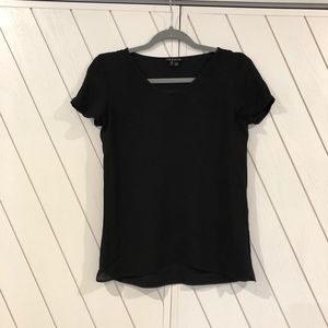 Theory silk/cotton black top Petite